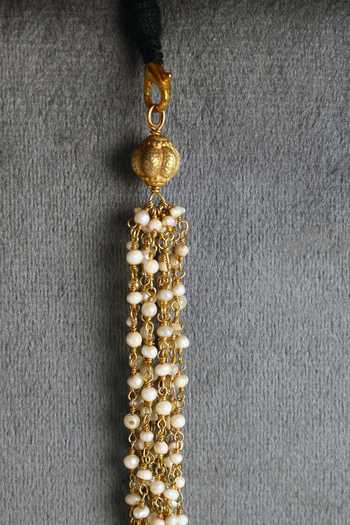 Mero Jewellery_Pink Beads, Pearls Handcrafted Mother Of And Jade Necklace _Online_at_Aza_Fashions