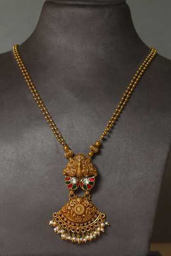Mero Jewellery Kundan & Pearl Drop Pendant Necklace