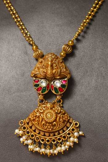 Mero Jewellery Kundan & Pearl Drop Pendant Necklace