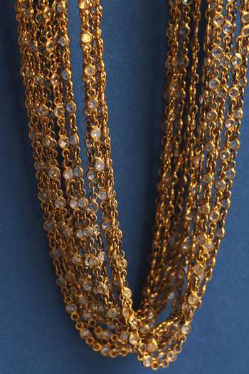 Mero Jewellery Gold Plated Pearls, Crystals Multi Chain Long Necklace Online at Aza Fashions Mero Jewellery_Gold Plated Pearls, Crystals Multi Chain Long Necklace _Online_at_Aza_Fashions