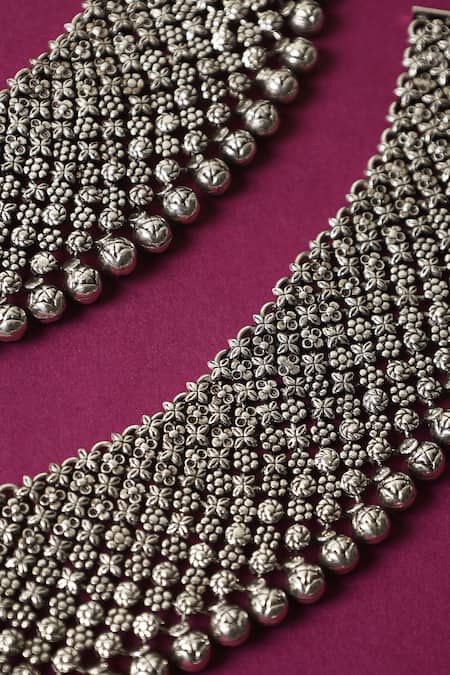 Mero Jewellery Handmade 92.5 Silver Pair Of Anklets 