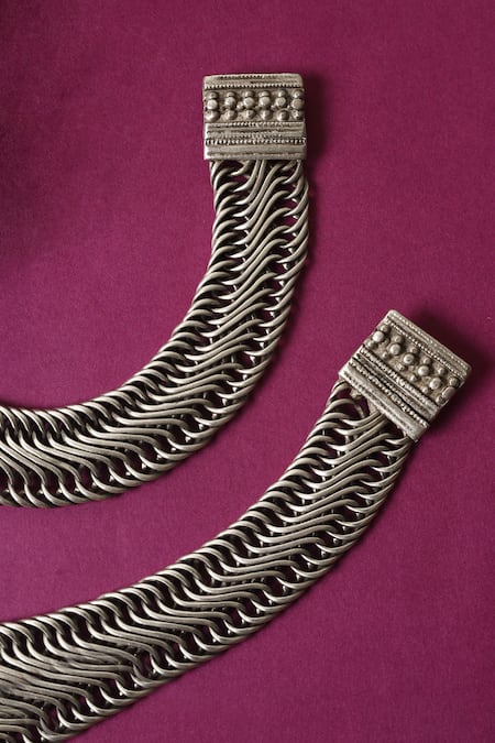 Mero Jewellery Handcrafted 92.5 Silver Pair Of Anklets 