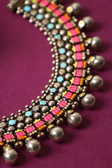 Mero Jewellery Carved Pair Of Anklets 