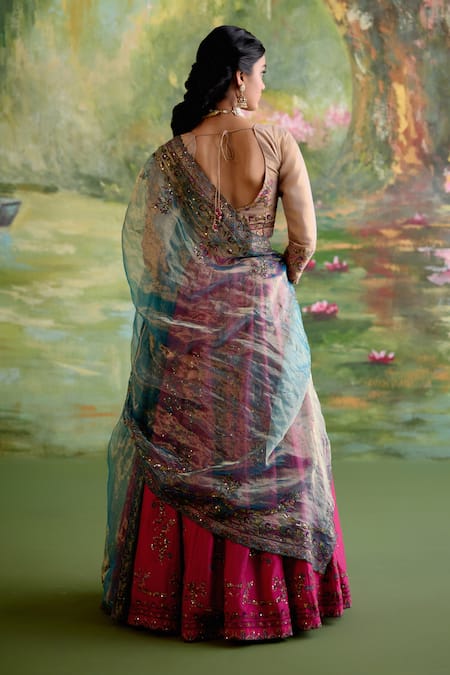 Naaz By Noor Jor Baagh Rani Pink Chanderi Lehenga Set 