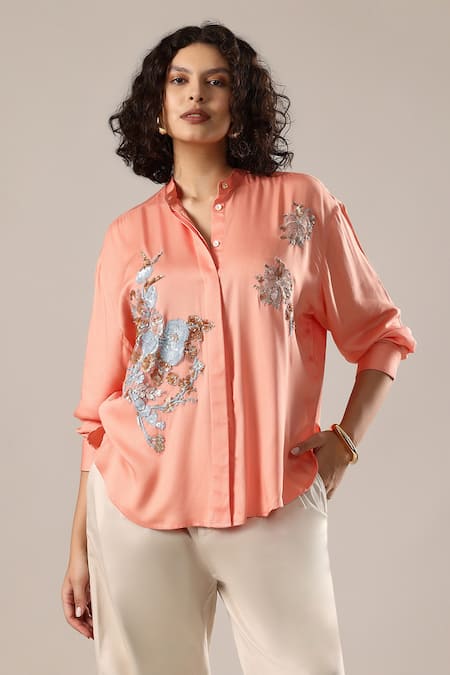 GOLDN Floral Hand Embroidered Shirt 