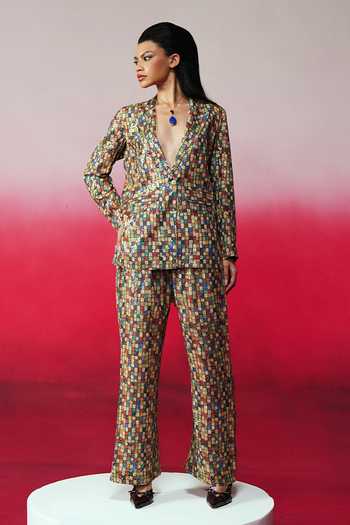 Shop_Rainas_Multi Color Georgette Sequins Jalsa Work Blazer And Pant Set _Online_at_Aza_Fashions