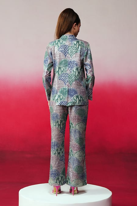 Rainas Sequin Work Blazer & Pant Set 