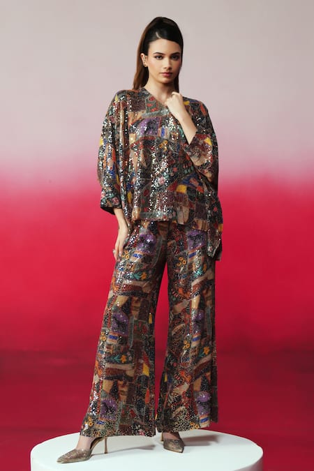 Rainas Ruhani Sequin Work Top & Pant Set 