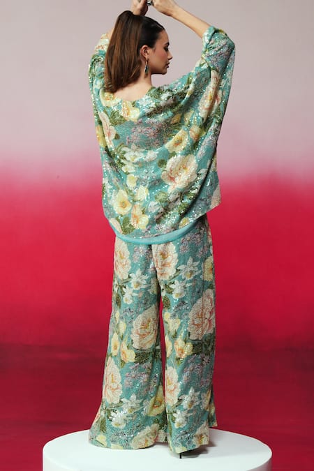 Rainas Raani Sequin Georgette Top & Pant Set 