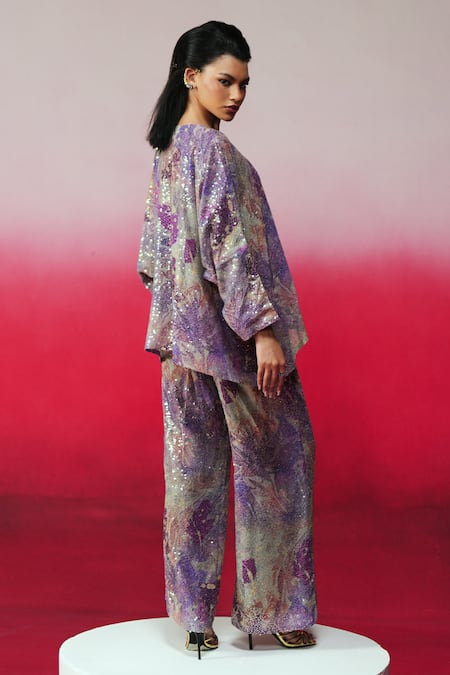 Rainas Sequin Work Top & Pant Set 