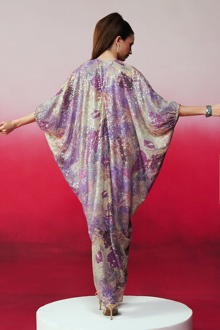 Rainas Jazbaa Sequin Work & Printed Kaftan 