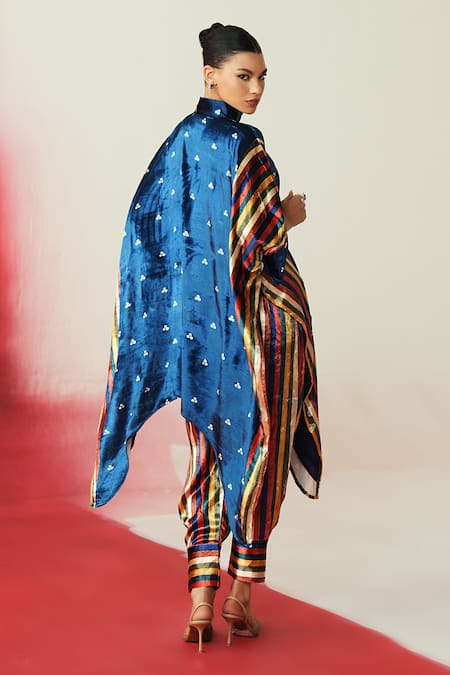 Rainas Printed High Neck Kaftan Pant Set 