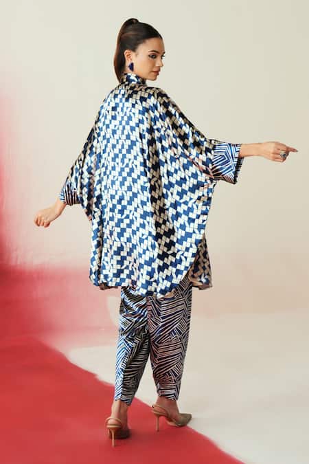 Rainas Printed Velvet Kaftan & Pant Set 