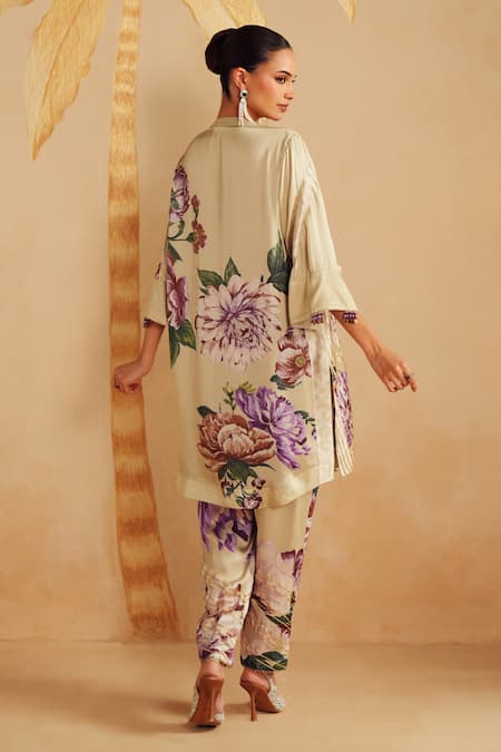 Rainas Soft Sage Printed Shirt Kurta Set 
