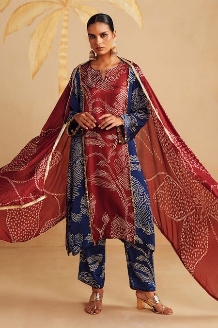 Rainas Bandhej Bloom Print Kurta Set 