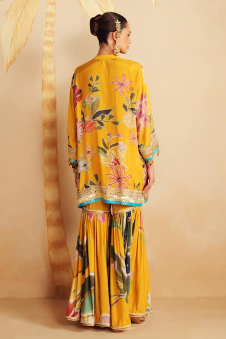 Rainas Meadowfall Printed Kaftan Kurta Sharara Set 