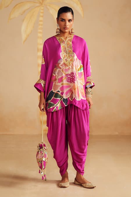 Rainas Floral Printed Kurta & Dhoti Pant Set 