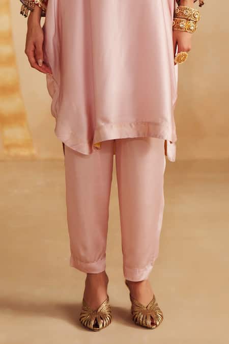 Rainas_Lilac Satin, Organza Embroidery, Sequins, Zari, Stones, Mirrors Bodice Kurta Set _Online_at_Aza_Fashions