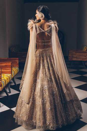 Shop PRAVALIKA KOLA Organza, Net Sequins, Beads, Stones Sweetheart Lana Embellished Cape Lehenga Set at Aza Fashions Shop_PRAVALIKA KOLA_Organza, Net Sequins, Beads, Stones Sweetheart Lana Embellished Cape Lehenga Set _at_Aza_Fashions