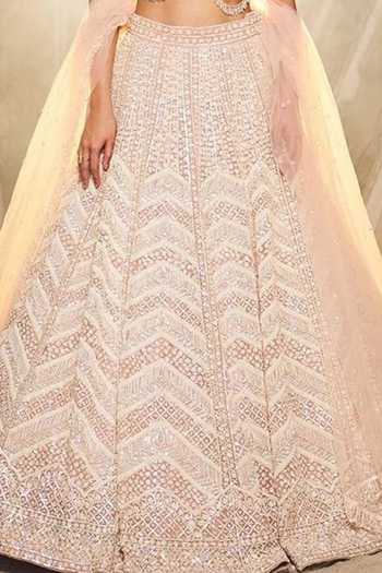 Buy_Pravalika Kola_Pink Organza, Net Sequins, Beads, Pearls, Crystals Embellished Lehenga Set _Online_at_Aza_Fashions