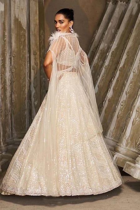 PRAVALIKA KOLA Ivory Majeste Organza Lehenga Set 