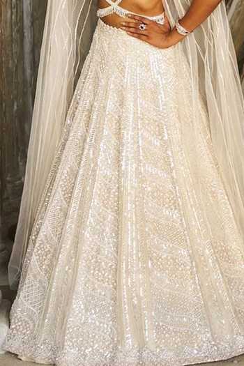 Buy PRAVALIKA KOLA Off White Organza, Net Sequins, Beads, Crystals, Ivory Majeste Lehenga Set Online at Aza Fashions Buy_PRAVALIKA KOLA_Off White Organza, Net Sequins, Beads, Crystals, Ivory Majeste Lehenga Set _Online_at_Aza_Fashions