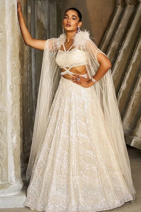 PRAVALIKA KOLA Ivory Majeste Organza Lehenga Set 