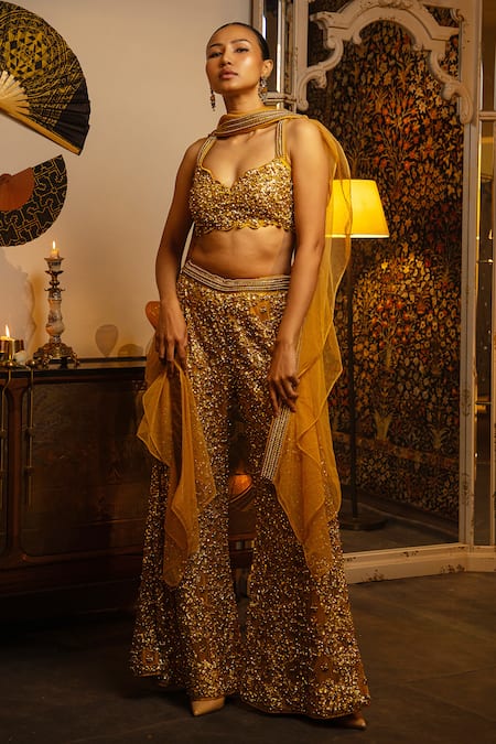 Vandana Sethi Sequin & Mirror Work Sharara Set 