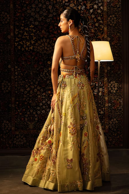 Vandana Sethi Organza Embroidered Lehenga Set