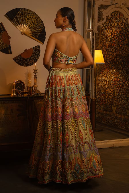 Vandana Sethi Organza Embroidered Lehenga Set