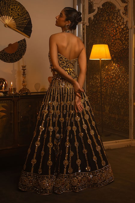 Vandana Sethi Metal & Mirror Work Lehenga Set