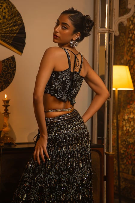 Vandana Sethi Net Embroidered Lehenga Set