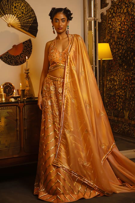 Vandana Sethi Zardozi Embroidered Organza Lehenga Set