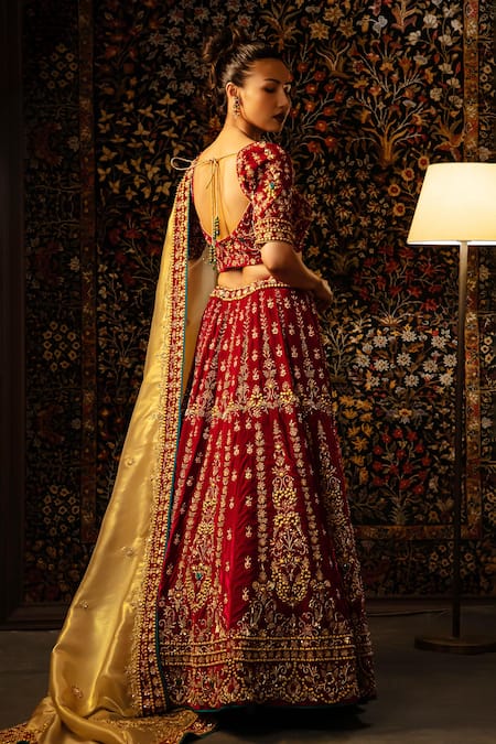 Vandana Sethi Zardozi Embroidered Velvet Lehenga Set 