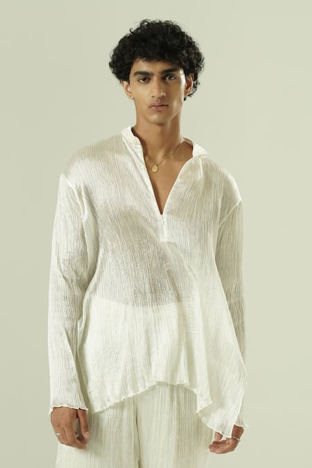 Shwetanga Crushed Silk Semi-Silk Kurta & Pant Set 