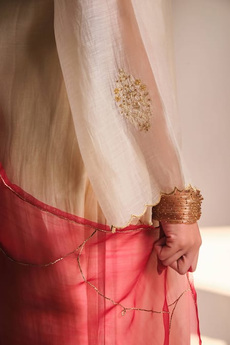 Buy Juanita By Shubhda Ivory Cotton, Chanderi, Silk Organza Embroidery, Zari Pear Resham Kurta Set Online at Aza Fashions Buy_Juanita By Shubhda_Ivory Cotton, Chanderi, Silk Organza Embroidery, Zari Pear Resham Kurta Set _Online_at_Aza_Fashions