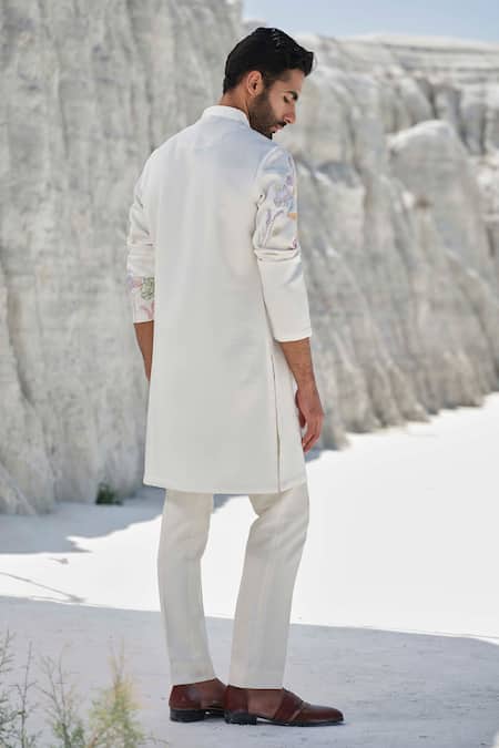 Amrit Dawani Ivory Tiger Motif Kurta Set 
