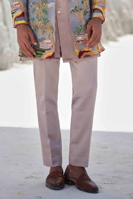 Amrit Dawani Purple Organza, Modal, Silk Embroidery Coastal Horizon Seascape Jacket Set Online at Aza Fashions Amrit Dawani_Purple Organza, Modal, Silk Embroidery Coastal Horizon Seascape Jacket Set _Online_at_Aza_Fashions