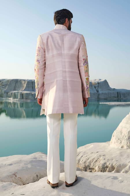 Amrit Dawani Blooming Twilight Rosegold Floral Jacket Set 