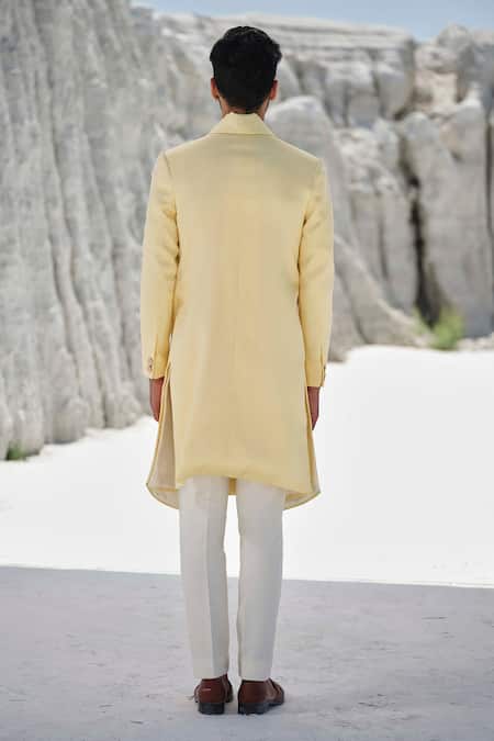 Amrit Dawani Golden Dawn Pastel Yellow Cape Kurta Set 