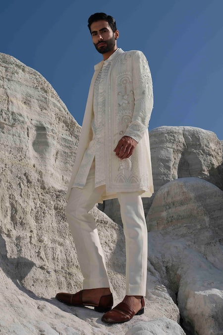 Amrit Dawani Ivoryn Beaded Jacket Set 