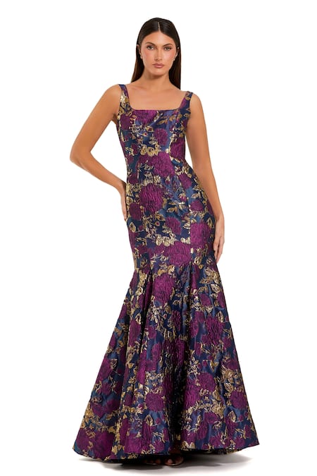 Mac Duggal Floral Pattern Gown 