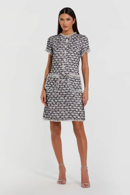 Mac Duggal Floral Button Work Dress