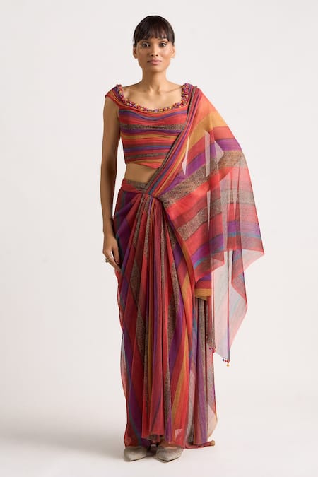 Ott The Holiday Printed Pre-Draped Concept Saree 