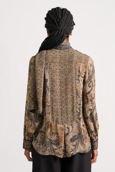 Ott Vintage Paisley Scarf Silk Shirt 