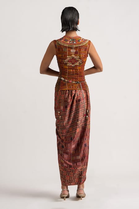 Ott Signature Printed Draped Skirt 