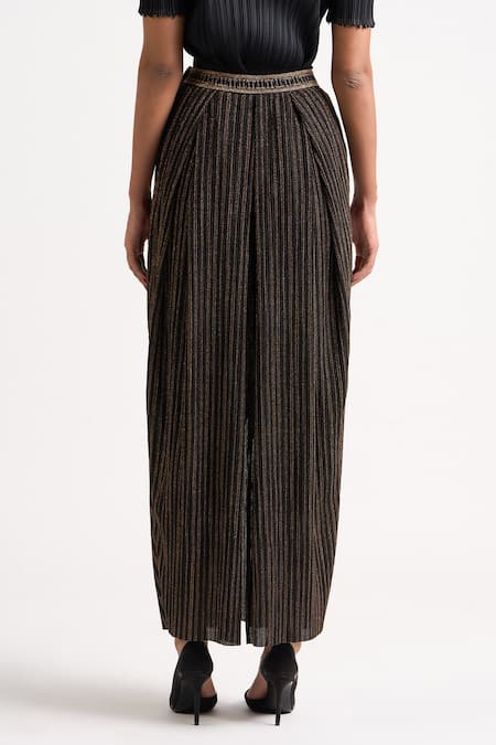 Ott Black Polyester Zari Long Cocktail Skirt Online at Aza Fashions Ott_Black Polyester Zari Long Cocktail Skirt _Online_at_Aza_Fashions