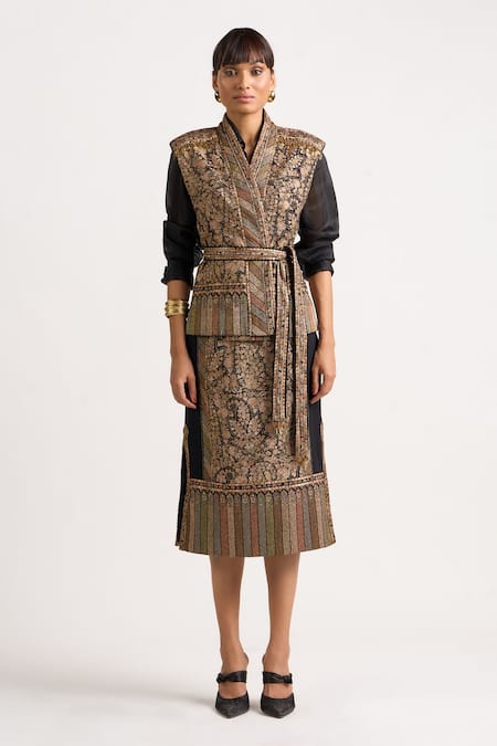 Buy Ott Black Cotton Embroidery, Zari The Kani Long Skirt Online at Aza Fashions Buy_Ott_Black Cotton Embroidery, Zari The Kani Long Skirt _Online_at_Aza_Fashions