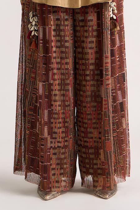 Buy Ott Brown Polyester Tassels The Kutch Printed Trouser Online at Aza Fashions Buy_Ott_Brown Polyester Tassels The Kutch Printed Trouser _Online_at_Aza_Fashions