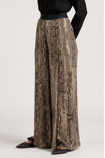 Ott_Black Silk The Tribal Tailored Trouser _Online_at_Aza_Fashions